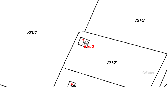 Těšovice 2 na parcele st. 183 v KÚ Těšovice u Prachatic, Katastrální mapa