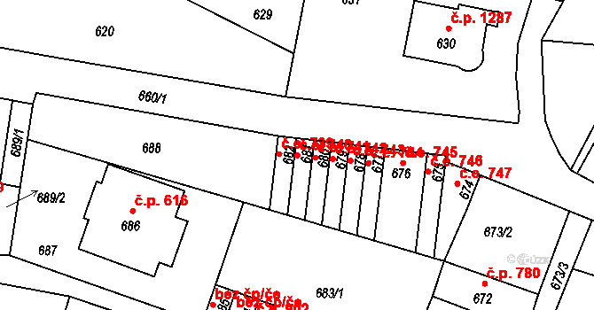 Děčín IV-Podmokly 740, Děčín na parcele st. 681 v KÚ Podmokly, Katastrální mapa