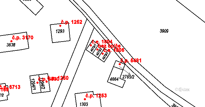 Zlín 1806 na parcele st. 4979/3 v KÚ Zlín, Katastrální mapa