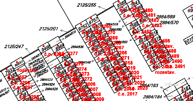Hodonín 2263 na parcele st. 7390 v KÚ Hodonín, Katastrální mapa