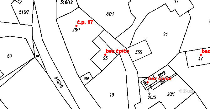 Lešná 39563219 na parcele st. 25 v KÚ Mštěnovice, Katastrální mapa