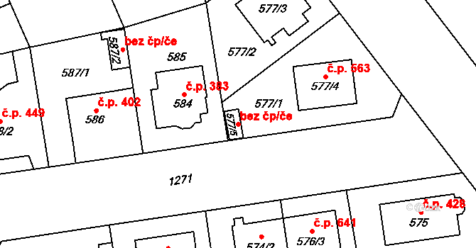 Plzeň 40210219 na parcele st. 577/5 v KÚ Hradiště u Plzně, Katastrální mapa