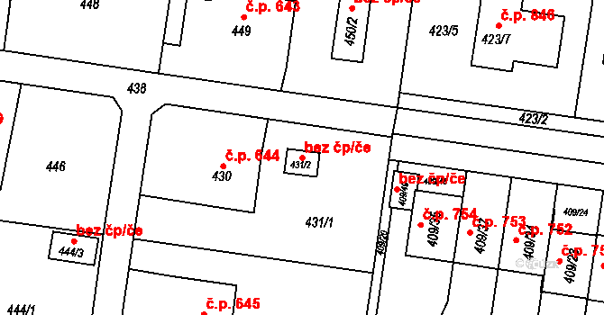 Bohumín 44000219 na parcele st. 431/2 v KÚ Skřečoň, Katastrální mapa
