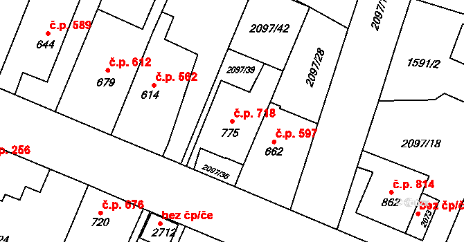 Kateřinky 718, Opava na parcele st. 775 v KÚ Kateřinky u Opavy, Katastrální mapa