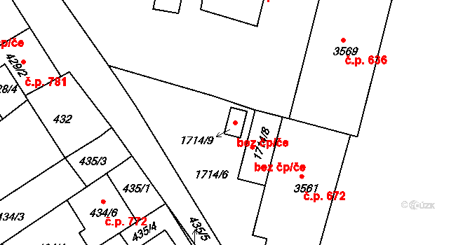 Brno 45522219 na parcele st. 1714/9 v KÚ Bosonohy, Katastrální mapa