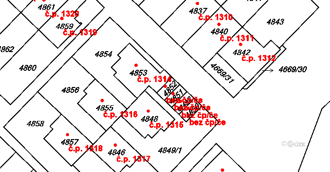 Žďár nad Sázavou 47061219 na parcele st. 4852 v KÚ Město Žďár, Katastrální mapa