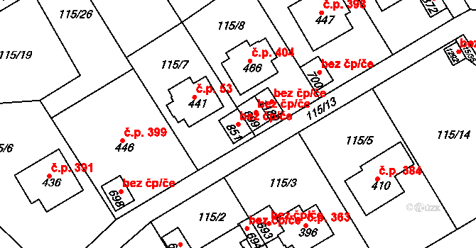 Trutnov 47819219 na parcele st. 851 v KÚ Poříčí u Trutnova, Katastrální mapa