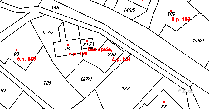 Hrabenov 234, Ruda nad Moravou na parcele st. 246 v KÚ Hrabenov, Katastrální mapa