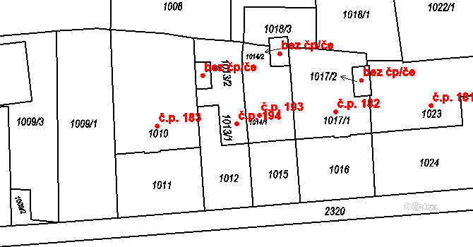 Velké Předměstí 194, Horšovský Týn na parcele st. 1013/1 v KÚ Horšovský Týn, Katastrální mapa