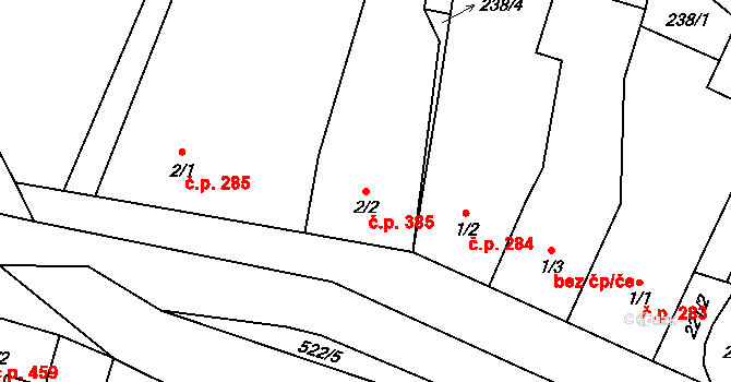 Doubravice nad Svitavou 385 na parcele st. 2/2 v KÚ Klemov, Katastrální mapa