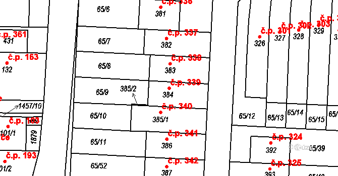 Ráječko 339 na parcele st. 384 v KÚ Ráječko, Katastrální mapa