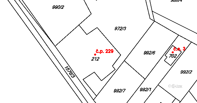 Libhošť 229 na parcele st. 212 v KÚ Libhošť, Katastrální mapa