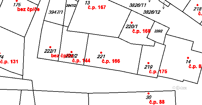 Řevničov 166 na parcele st. 221 v KÚ Řevničov, Katastrální mapa