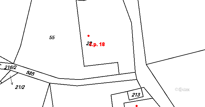 Plačkov 18, Humpolec na parcele st. 22 v KÚ Plačkov, Katastrální mapa
