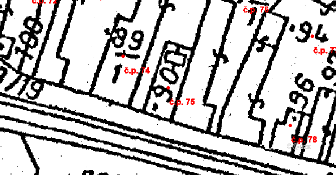 Senožaty 75 na parcele st. 90 v KÚ Senožaty, Katastrální mapa