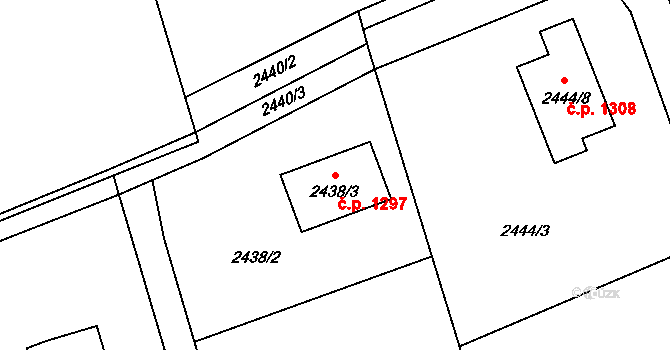 Vendryně 1297 na parcele st. 2438/3 v KÚ Vendryně, Katastrální mapa