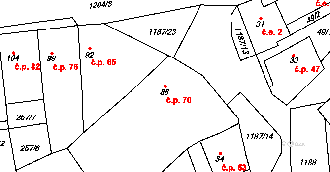 Liběšovice 70, Blšany na parcele st. 88 v KÚ Liběšovice, Katastrální mapa