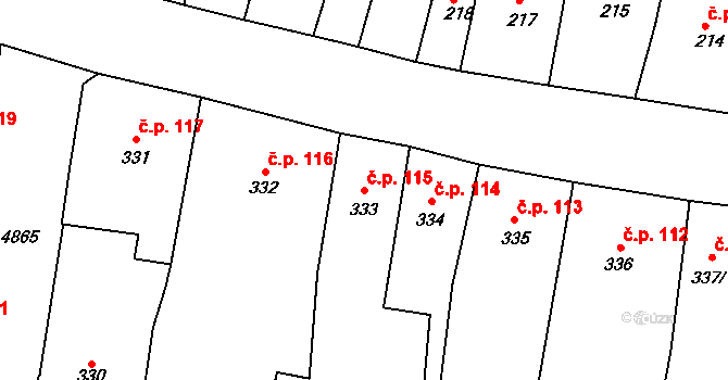 Louny 115 na parcele st. 333 v KÚ Louny, Katastrální mapa