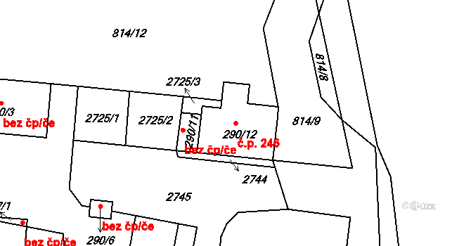 Golčův Jeníkov 246 na parcele st. 290/12 v KÚ Golčův Jeníkov, Katastrální mapa