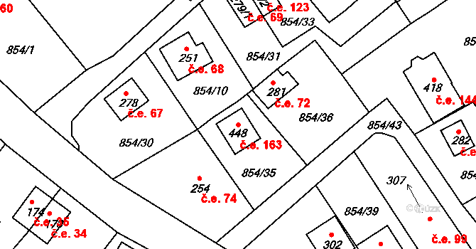 Děpoltovice 163 na parcele st. 448 v KÚ Děpoltovice, Katastrální mapa