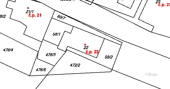 Lípa nad Orlicí 22 na parcele st. 22 v KÚ Lípa nad Orlicí, Katastrální mapa