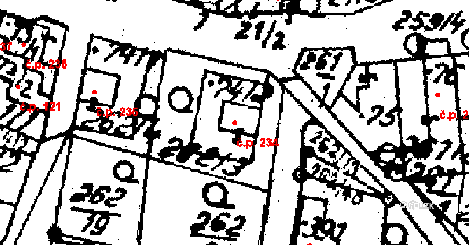 Horní Štěpánov 234 na parcele st. 74/2 v KÚ Horní Štěpánov, Katastrální mapa