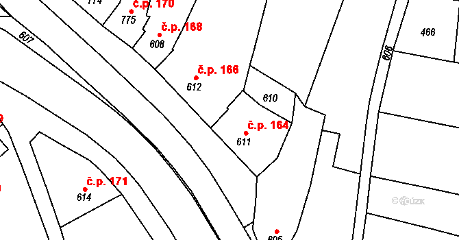 Otaslavice 164 na parcele st. 611 v KÚ Otaslavice, Katastrální mapa