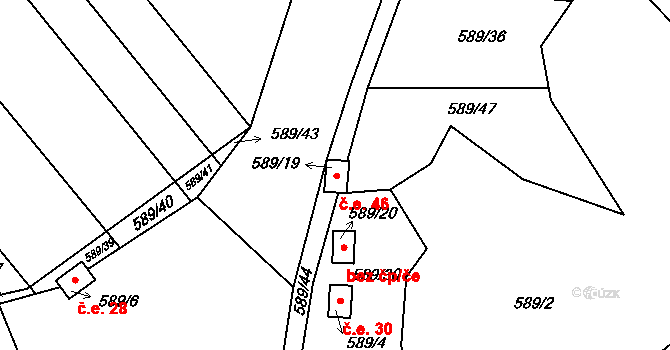 Přerov IV-Kozlovice 46, Přerov na parcele st. 589/19 v KÚ Kozlovice u Přerova, Katastrální mapa