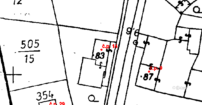 Vysoká 14, Suchdol na parcele st. 83 v KÚ Suchdol u Kutné Hory, Katastrální mapa