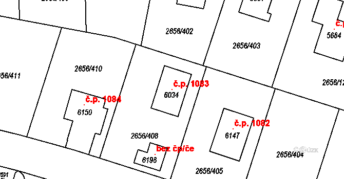 Střední Předměstí 1083, Trutnov na parcele st. 6034 v KÚ Trutnov, Katastrální mapa