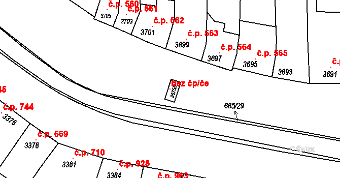 Brno 115878220 na parcele st. 3675/2 v KÚ Líšeň, Katastrální mapa