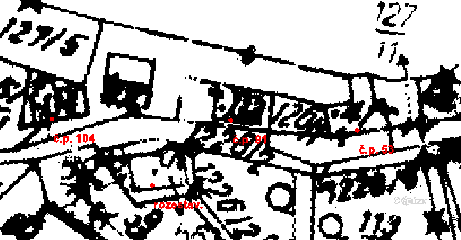 Radošov 91, Kyselka na parcele st. 133 v KÚ Radošov u Kyselky, Katastrální mapa