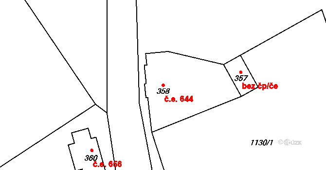 Dolní Maxov 644, Josefův Důl na parcele st. 358 v KÚ Dolní Maxov, Katastrální mapa