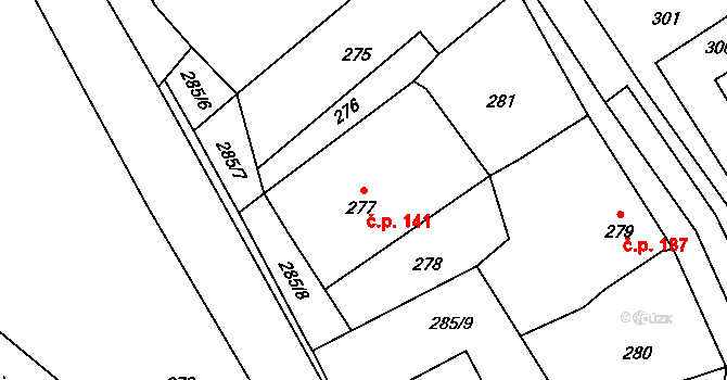 Janovice 141, Rýmařov na parcele st. 277 v KÚ Janušov, Katastrální mapa