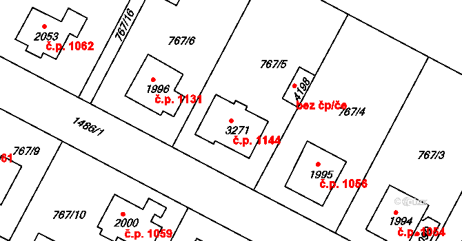 Strakonice I 1144, Strakonice na parcele st. 3271 v KÚ Strakonice, Katastrální mapa