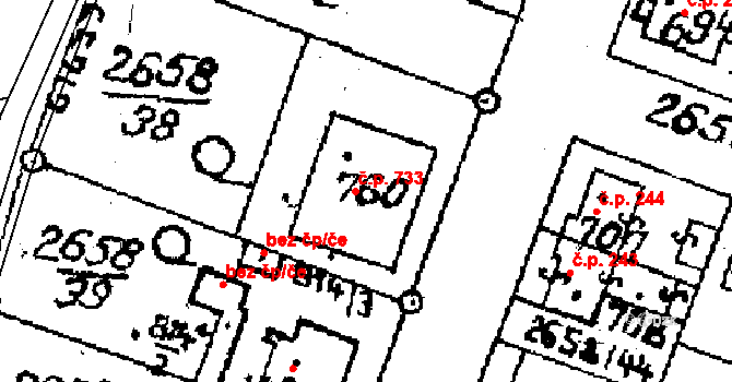 Jaroměřice nad Rokytnou 733 na parcele st. 760 v KÚ Jaroměřice nad Rokytnou, Katastrální mapa