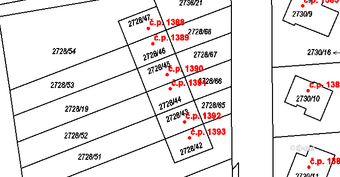 Pelhřimov 1391 na parcele st. 2728/44 v KÚ Pelhřimov, Katastrální mapa