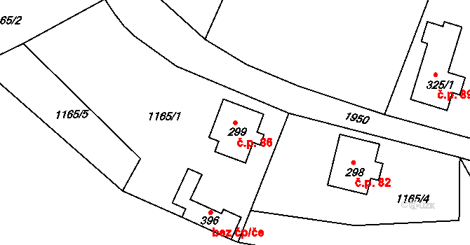 Pozorka 86, Nejdek na parcele st. 299 v KÚ Pozorka u Nejdku, Katastrální mapa