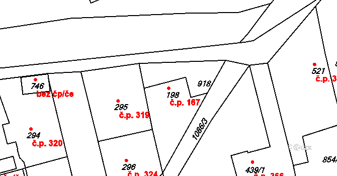 Staňkov II 167, Staňkov na parcele st. 198 v KÚ Staňkov-ves, Katastrální mapa