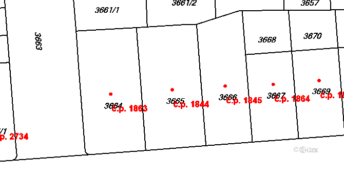 Žižkov 1844, Praha na parcele st. 3665 v KÚ Žižkov, Katastrální mapa