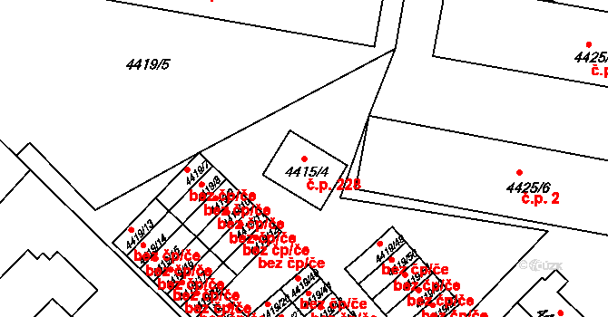 Příbram V-Zdaboř 228, Příbram na parcele st. 4415/4 v KÚ Příbram, Katastrální mapa