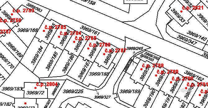 Česká Lípa 2787 na parcele st. 3969/49 v KÚ Česká Lípa, Katastrální mapa