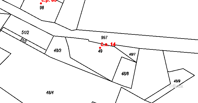 Libnov 14, Krajková na parcele st. 49 v KÚ Libnov, Katastrální mapa