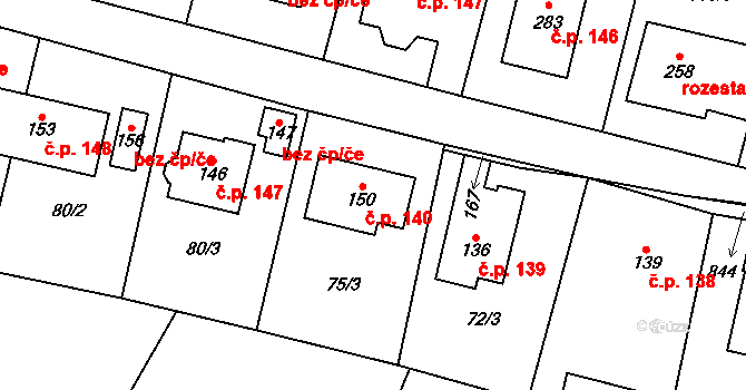 Rovné 140, Krabčice na parcele st. 150 v KÚ Rovné pod Řípem, Katastrální mapa
