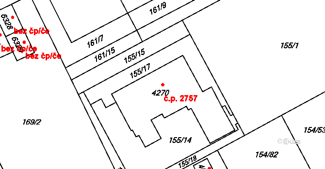 Zábřeh 2757, Ostrava na parcele st. 4270 v KÚ Zábřeh nad Odrou, Katastrální mapa