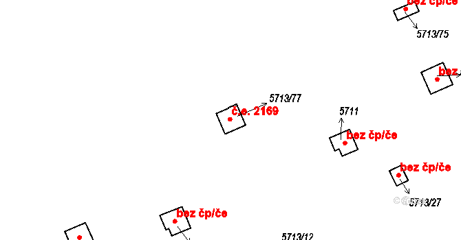 Tábor 2169 na parcele st. 5713/77 v KÚ Tábor, Katastrální mapa