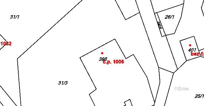 Dvořiště 1006, Bystřice nad Pernštejnem na parcele st. 398 v KÚ Dvořiště u Bystřice nad Pernštejnem, Katastrální mapa
