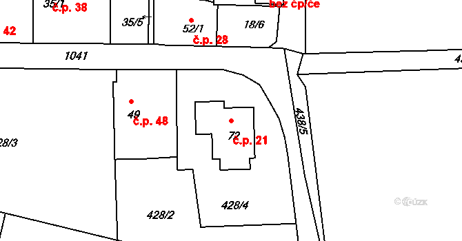 Krašovice 21, Čížová na parcele st. 72 v KÚ Krašovice u Čížové, Katastrální mapa