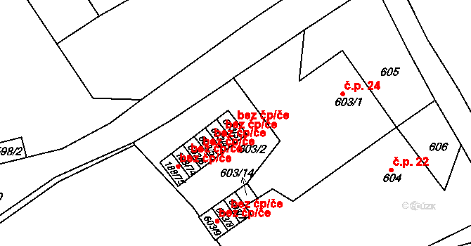 Teplice 39160220 na parcele st. 603/3 v KÚ Sobědruhy, Katastrální mapa