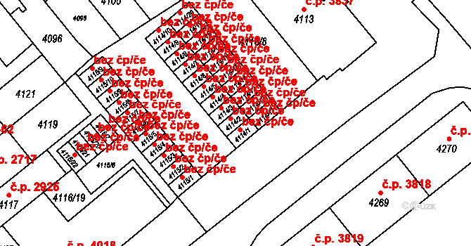 Brno 39490220 na parcele st. 4114/2 v KÚ Židenice, Katastrální mapa